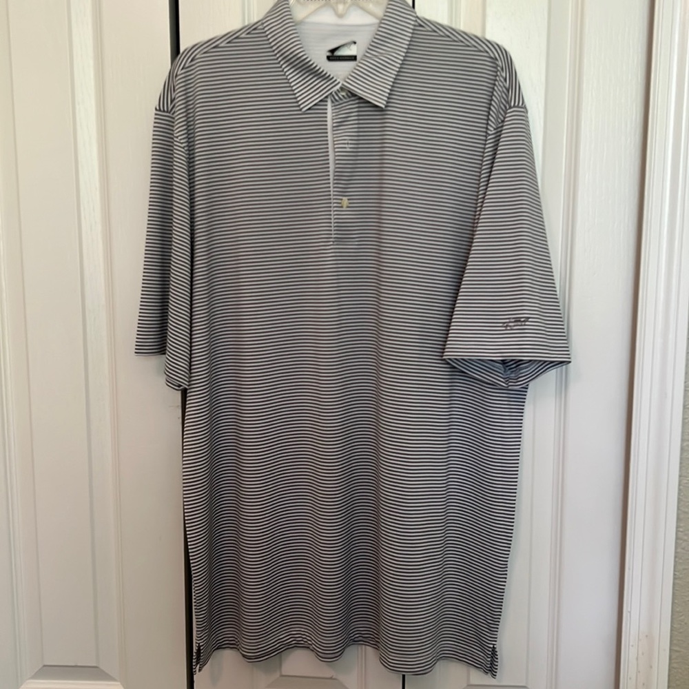 Golf shirt gray abs white stripes xl